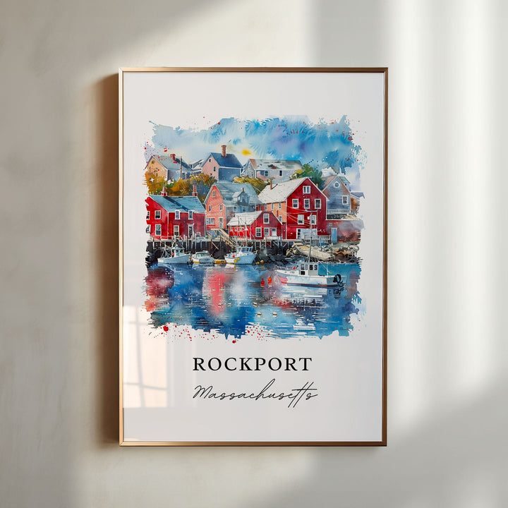 Rockport MA Wall Art, Rockport Mass Print, Gloucester MA Watercolor, Rockport MA Gift,