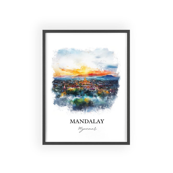 Mandalay Myanmar Wall Art, Myanmar Print, Myanmar Watercolor Art, Mandalay Gift, Travel Print, Travel Poster, Housewarming Gift