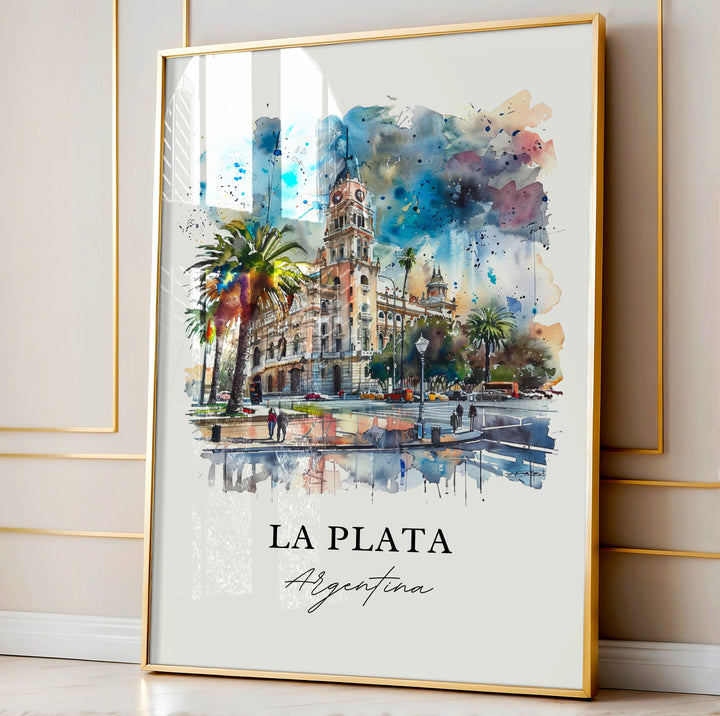 La Plata Argentina Art, La Plata Print, La Plata Watercolor, Buenos Aires Argentina Gift,