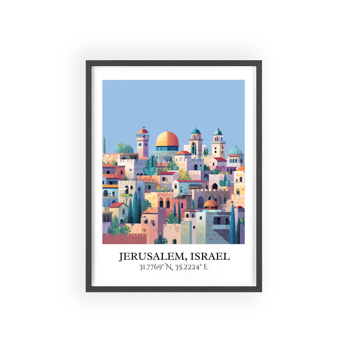 Jerusalem Art, Jerusalem Retro Travel Art, Jerusalem Home Decor, Jerusalem Gift, Israel Travel Art, Travel Prints, Housewarming Gift