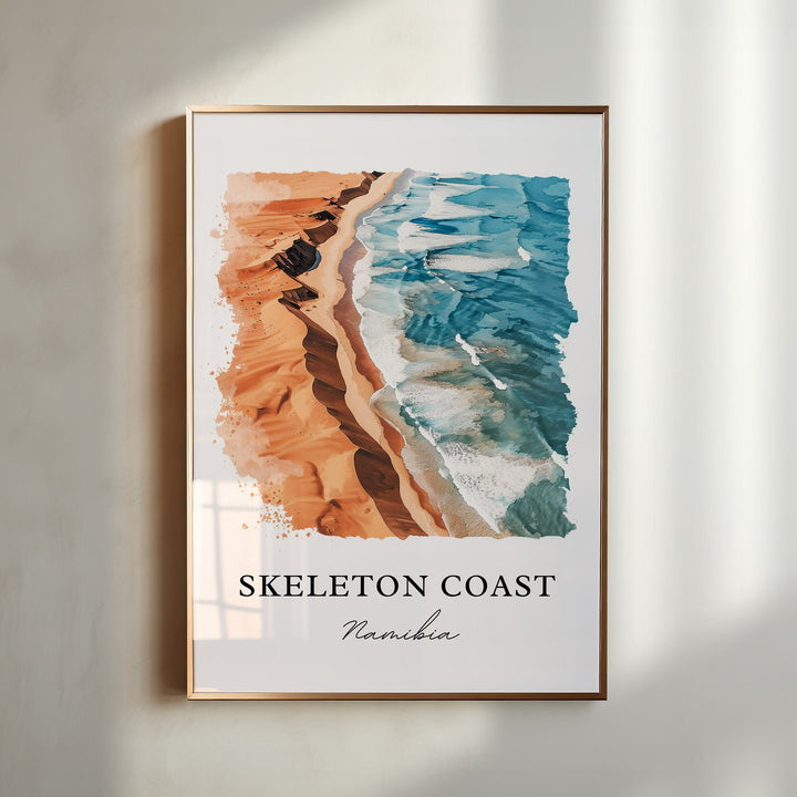 Skeleton Coast Wall Art, Skeleton Coast Print, Namibia Watercolor, Skeleton Coast Gift,