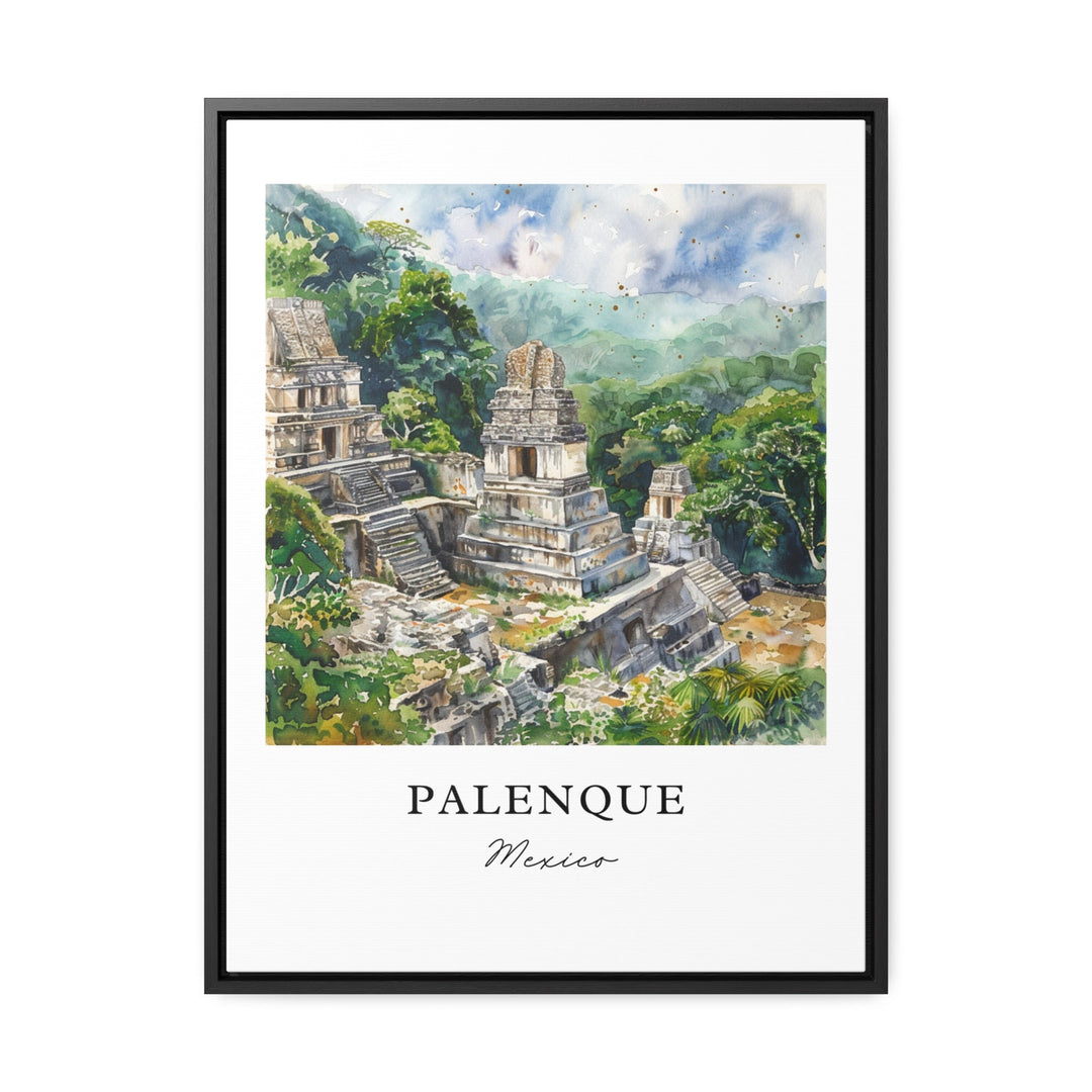 Palenque Wall Art, Palenque Mexico Print, Chiapas MX Watercolor, Palenque Mexico Gift,