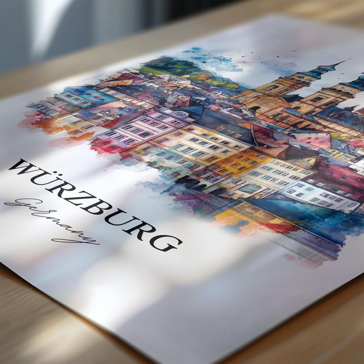Würzburg  Wall Art, Bavaria Region Print, Germany Watercolor Art, Würzburg Gift, Travel Print, Travel Poster, Housewarming Gift