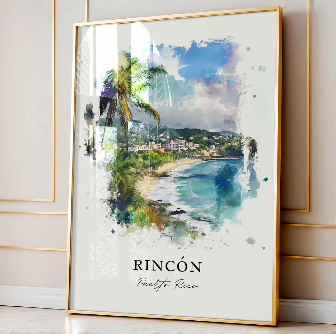 Rincón Wall Art, Rincón PR Print, Puerto Rico Watercolor Art, Rincon Puerto Rico Gift,