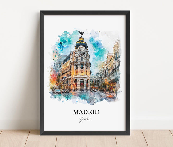 Madrid Wall Art, Puerta del Sol Madrid Print, Madrid Watercolor Art, Madrid Spain Gift, Travel Print, Travel Poster, Housewarming Gift