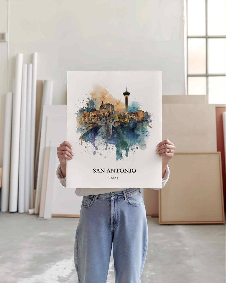 San Antonio, Texas – Watercolor Art Print