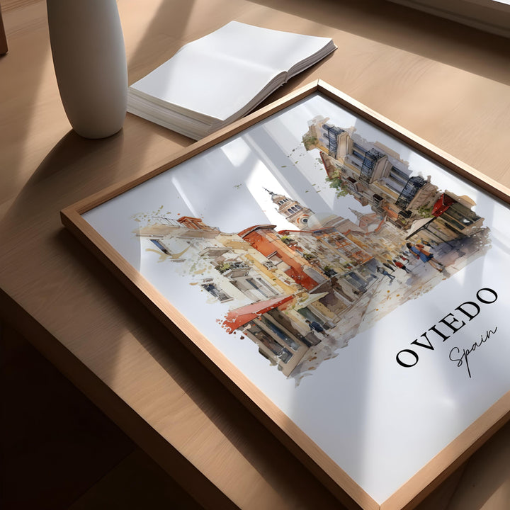 Oveido Spain wall art - Spain, Oveido poster, Oveido Espana Wedding gift, Oveido Birthday present, Custom Text, Personalized Gift