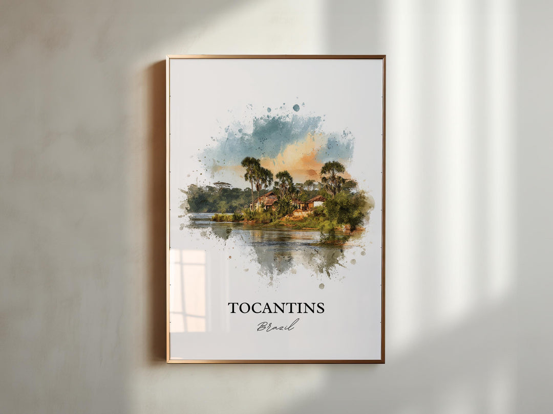 Tocantins Brazil Wall Art, Tocantins Brazil Print, Brazil Watercolor Art, Brazil Gift, Brazil Travel Print, Travel Poster, Housewarming Gift