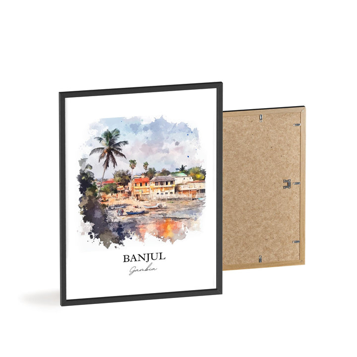 Banjul Wall Art, Banjul Print, Gambia Watercolor Art, Banjul Gambia Gift, African Travel Print, Travel Poster, Housewarming Gift