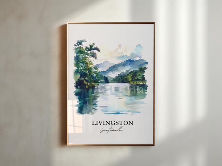 Livingston Guatemala Wall Art, Izabal Print, Guatemala Watercolor Art, Livingston Gift, Travel Print, Travel Poster, Housewarming Gift