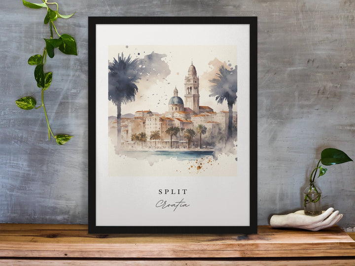 Split traditional travel art - Croatia, Split poster, Wedding gift, Birthday present, Custom Text, Personalised Gift