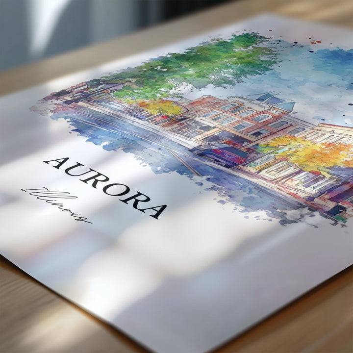 Aurora, Illinois, Illinois – Watercolor Art Print
