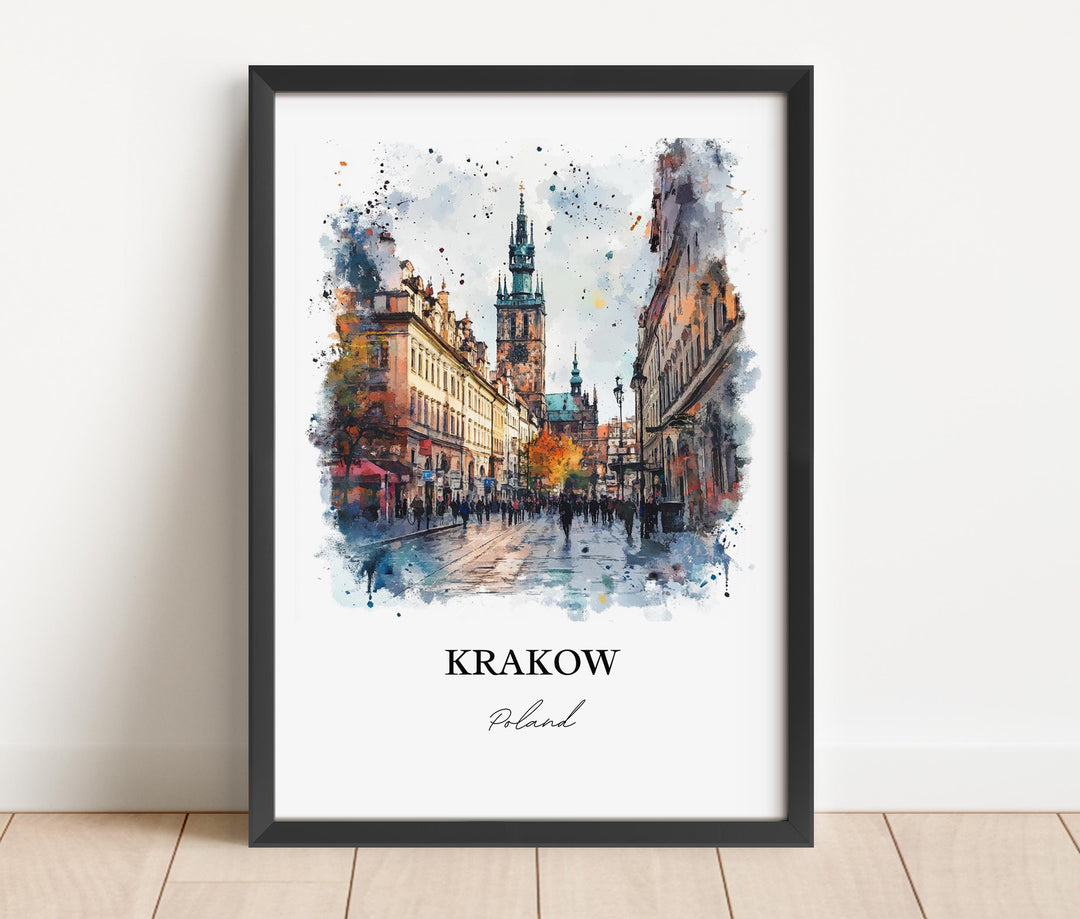 Krakow Wall Art, Krakow Print, Krakow Poland Watercolor, Krakow Gift, Travel Print, Travel Poster, Housewarming Gift