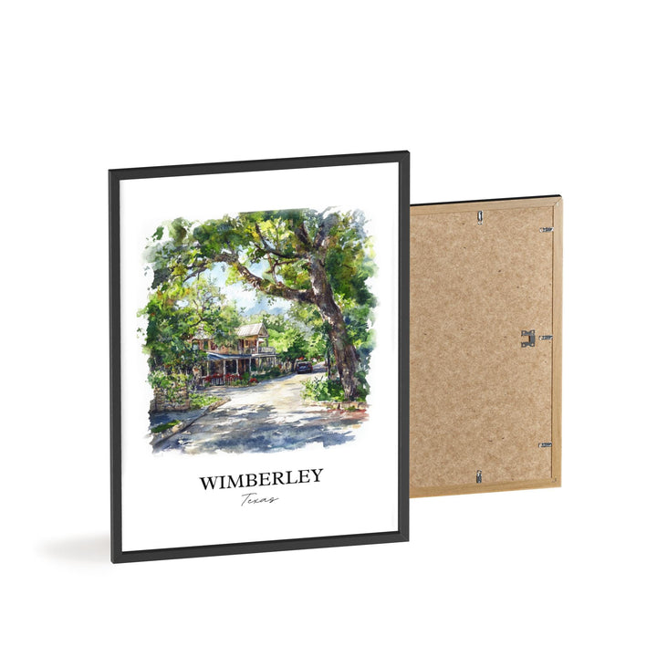 Wimberley TX Wall Art, Hays County Print, Texas Watercolor Art, Wimberley Texas Gift, Travel Print, Travel Poster, Housewarming Gift