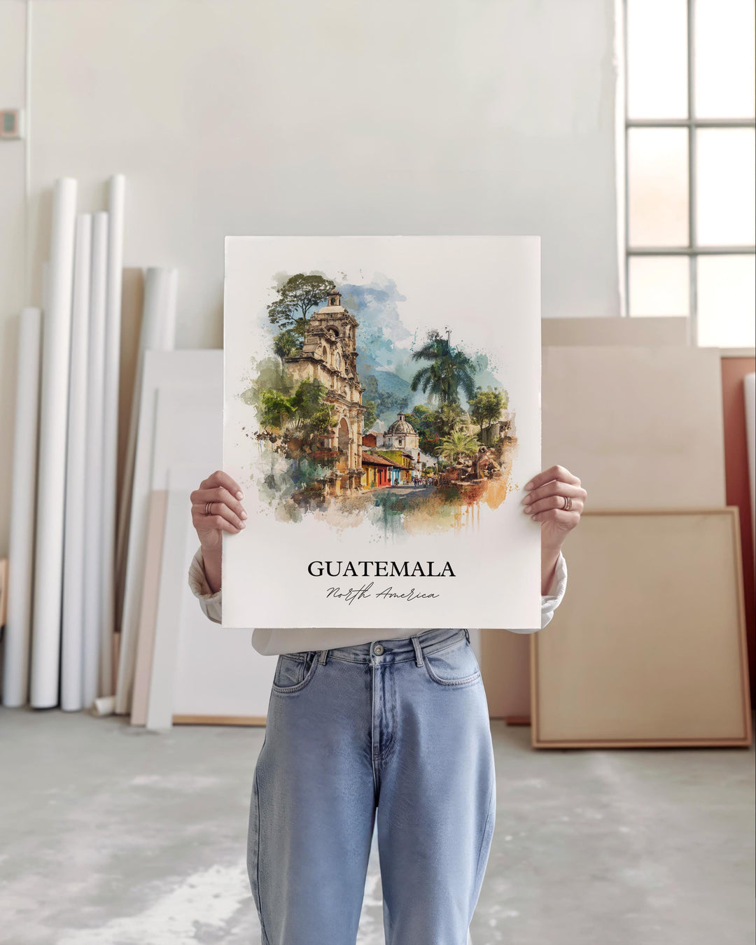 Guatemala Wall Art, Central America Print, Guatemala Watercolor Art, Guatemala Gift, Travel Print, Travel Poster, Housewarming Gift