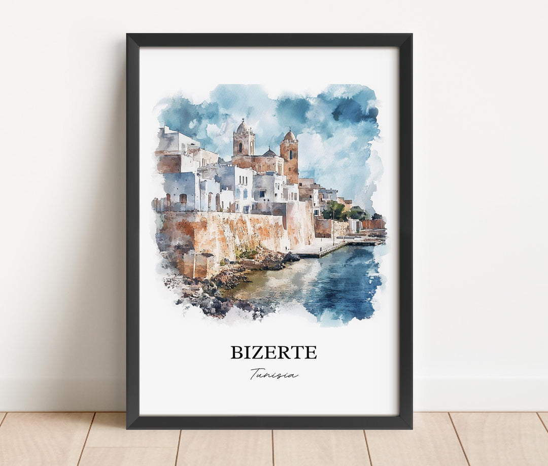 Bizerte Wall Art, Bizerte Tunisia Print, Tunisia Watercolor Art, Tunisia Gift, Travel Print, Travel Poster, Housewarming Gift