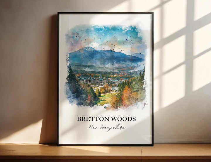 Bretton Woods NH Wall Art, Carroll NH Print, New Hampshire Watercolor, Bretton Woods NH Gift, Travel Print, Travel Poster, Housewarming Gift