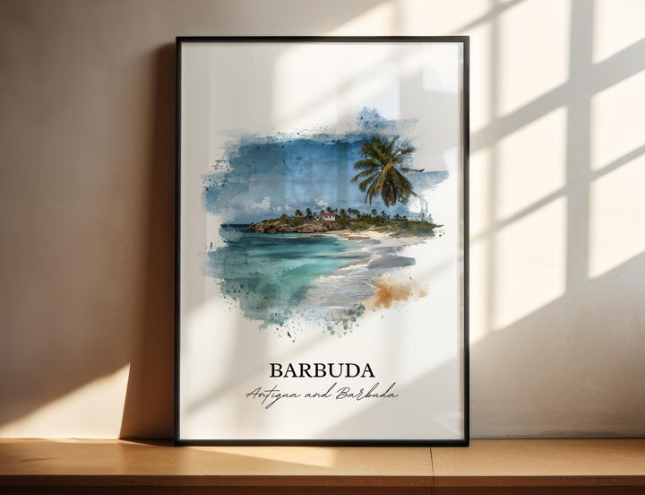 Barbuda Wall Art, Barbuda Print, Barbuda Watercolor Art, Antigua and Barbuda Gift, Barbuda Travel Print, Travel Poster, Housewarming Gift