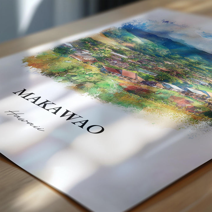 Makawao HI Wall Art, Maui Print, Maui Hawaii Watercolor Art, Makawao Gift, Travel Print, Travel Poster, Housewarming Gift