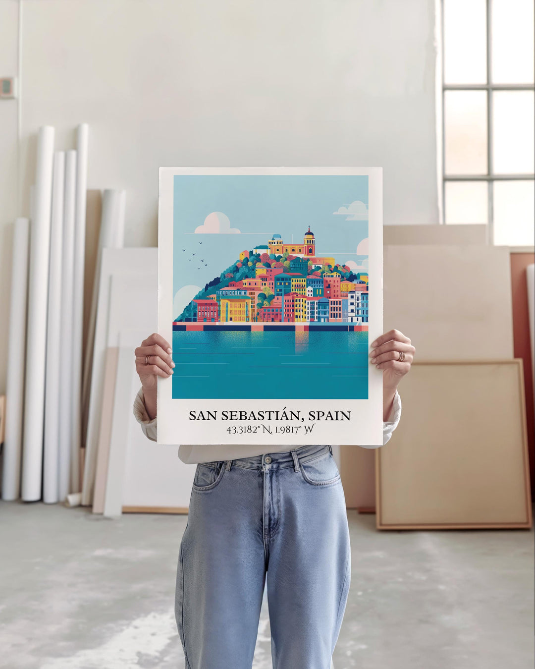 San Sebastián Art, Spain Retro Travel Art, Spain Home Decor, San Sebastián Gift, Spain Travel Art, Travel Prints, Housewarming Gift