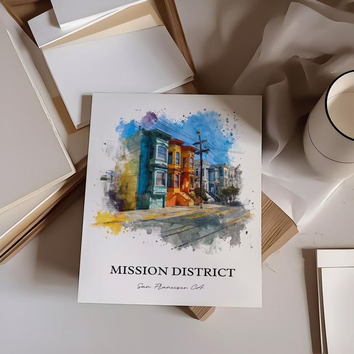 Mission District, California – Watercolor Art Print