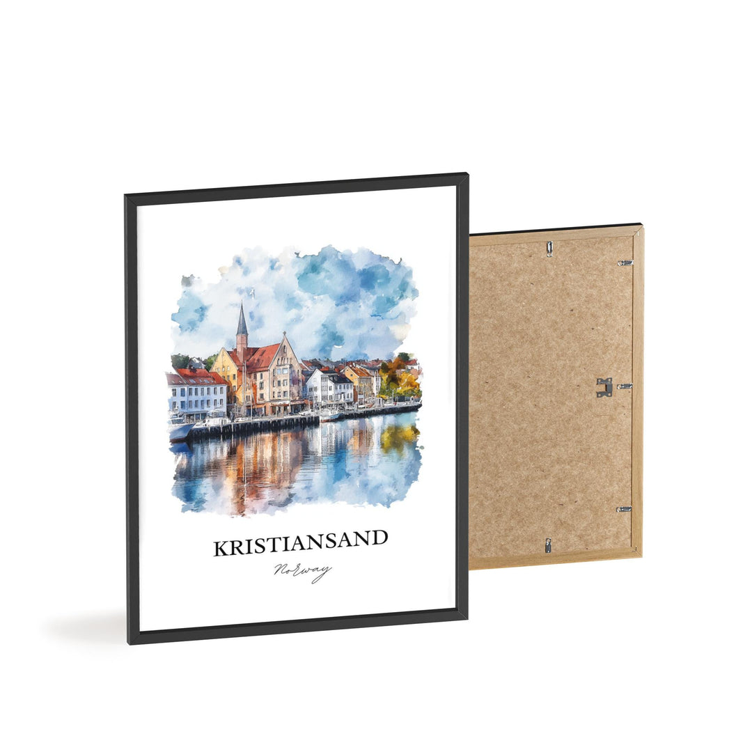 Kristiansand Wall Art, Agder County Print, Norway Watercolor Art, Kristiansand Gift, Travel Print, Travel Poster, Housewarming Gift