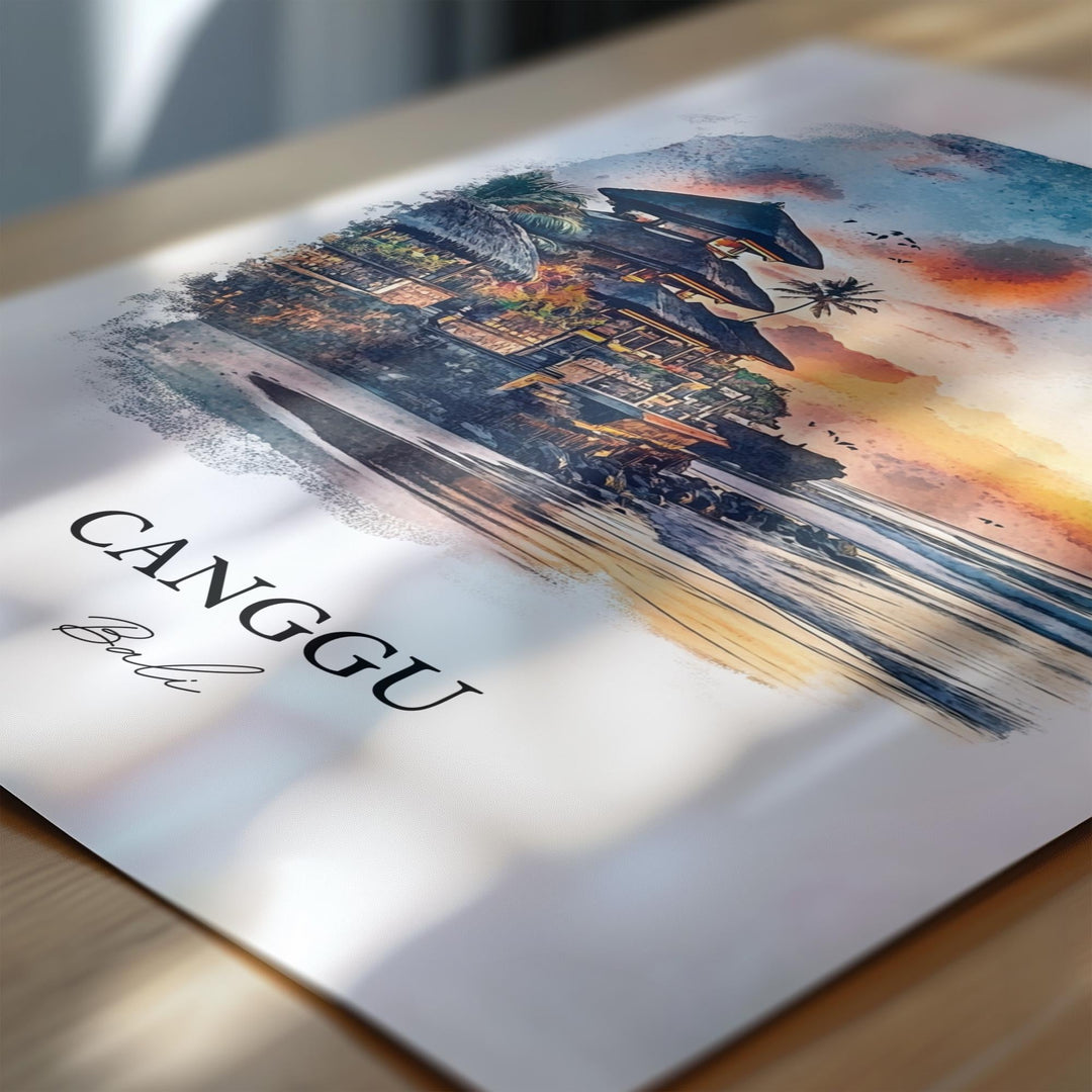 Canggu Wall Art, Bali Print, Bali Watercolor Art, Canggu Bali Gift, Travel Print, Travel Poster, Housewarming Gift