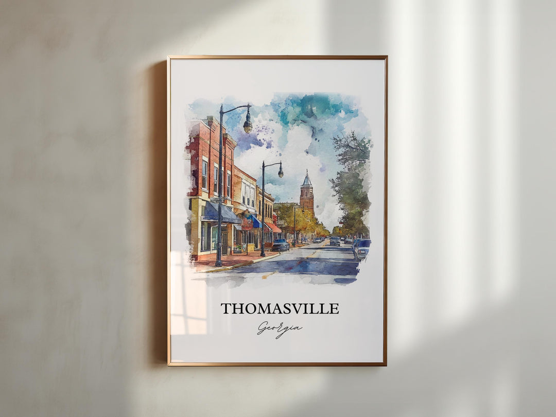 Thomasville GA Wall Art, Thomas County GA Print, Georgia Watercolor Art, Thomasville Gift, Travel Print, Travel Poster, Housewarming Gift