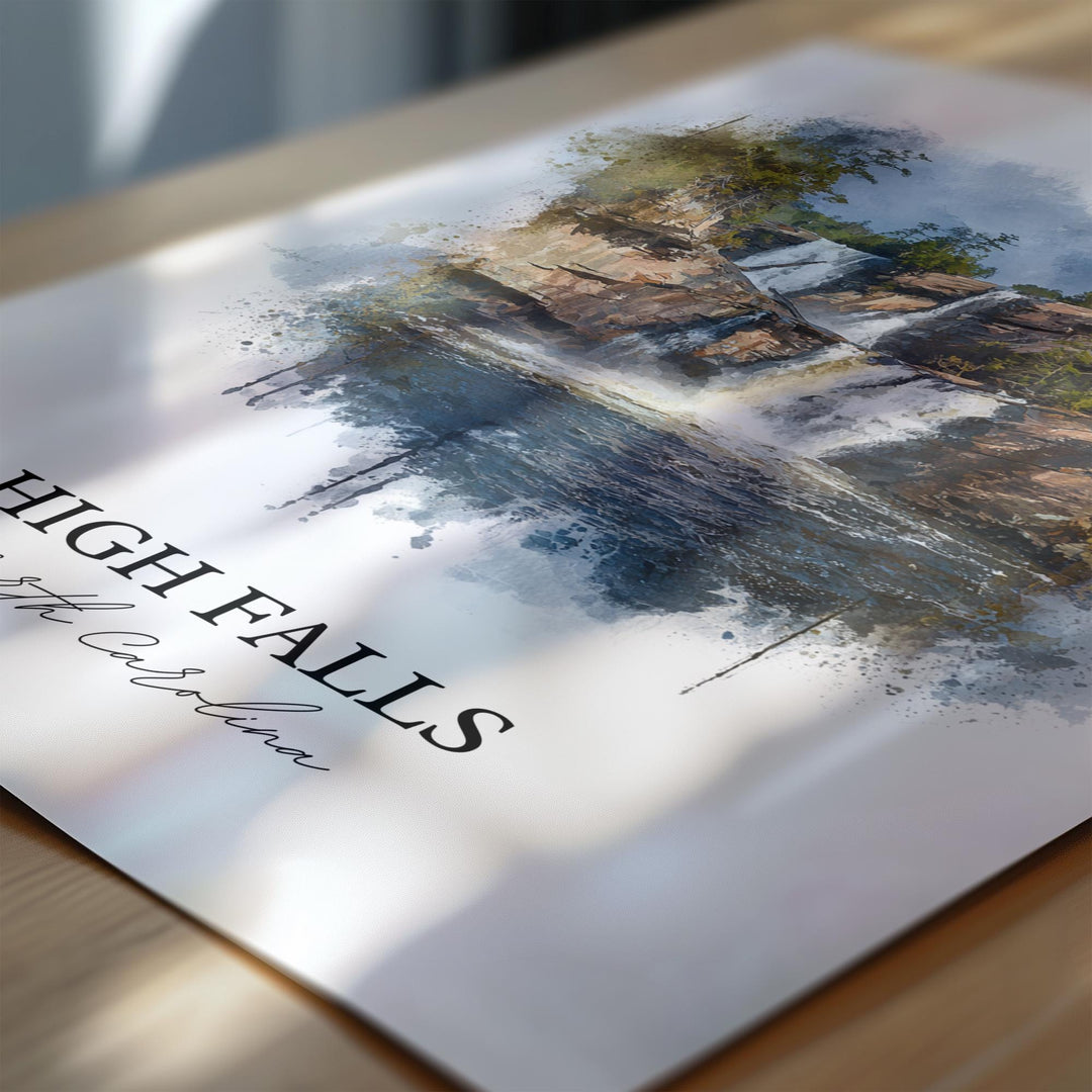 High Falls NC Art, High Falls Print, High Falls Watercolor Art, North Carolina Gift, Travel Print, Travel Poster, Housewarming Gift