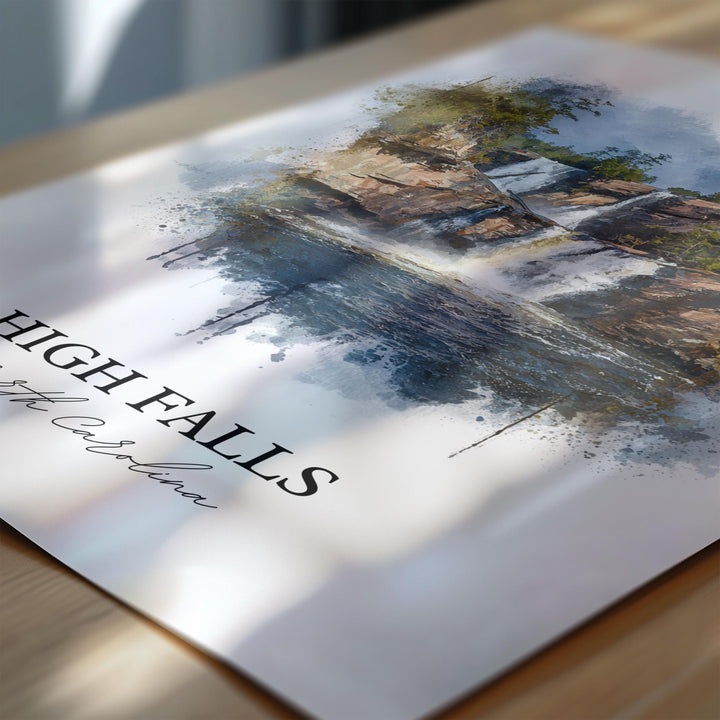 High Falls NC Art, High Falls Print, High Falls Watercolor Art, North Carolina Gift, Travel Print, Travel Poster, Housewarming Gift