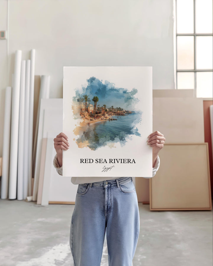Red Sea Riviera Wall Art, Egypt Print, Egypt Watercolor Art, Red Sea Riviera Gift, Travel Print, Travel Poster, Housewarming Gift