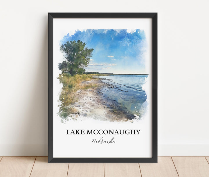 Lake McConaughy Wall Art, Keith County Print, Nebraska Watercolor Art, McConaughy Lake Gift, Travel Print, Travel Poster, Housewarming Gift