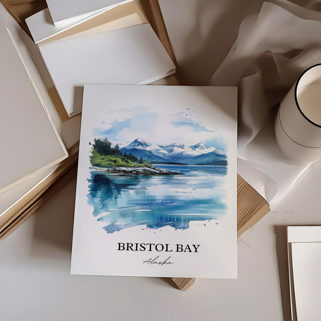 Bristol Bay Wall Art, Bristol Bay Print, Alaska Watercolor Art, Bristol Bay Gift, Travel Print, Travel Poster, Housewarming Gift