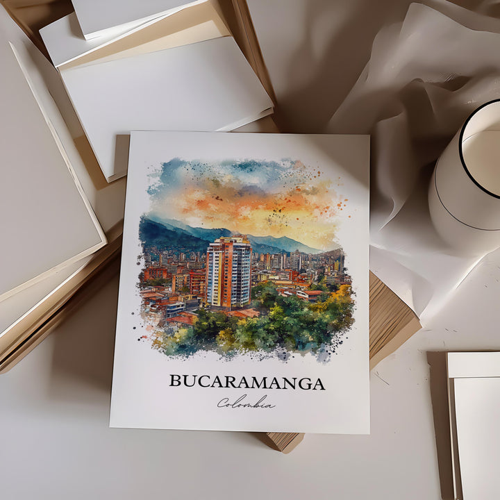 Bucaramanga Wall Art, Santander Department Print, Colombia Watercolor Art, Bucaramanga Gift, Travel Print, Travel Poster, Housewarming Gift