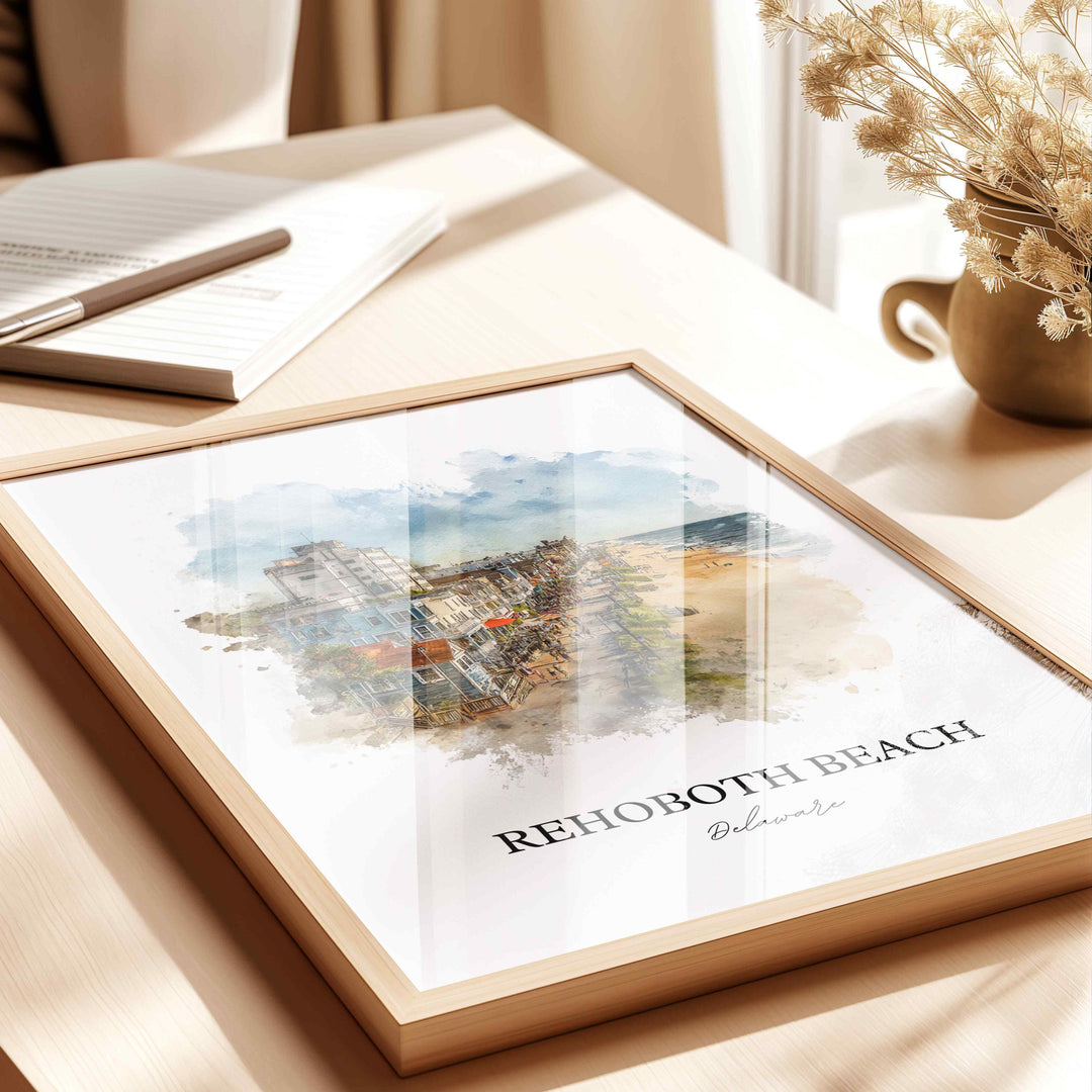 Rehoboth Beach, Delaware – Watercolor Art Print