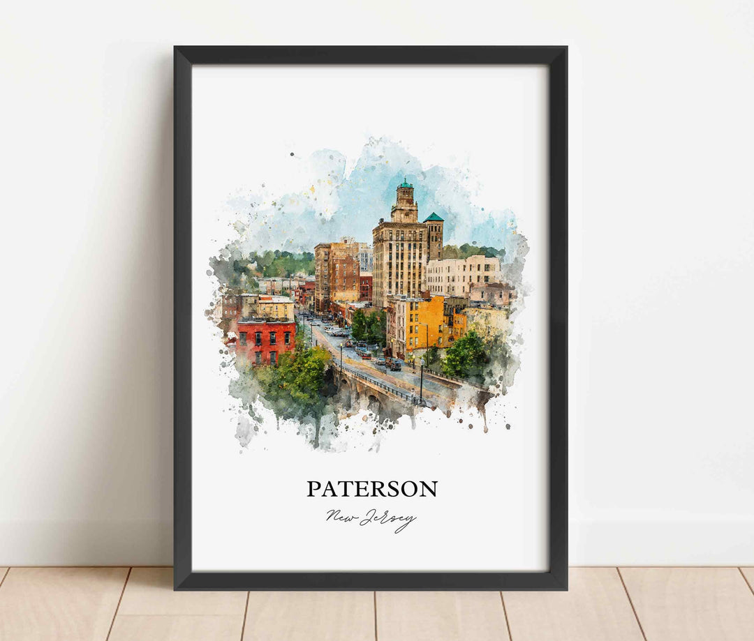 Paterson NJ Wall Art, Paterson Print, New Jersey Watercolor Art, North Jersey Gift, Travel Print, Travel Poster, Housewarming Gift