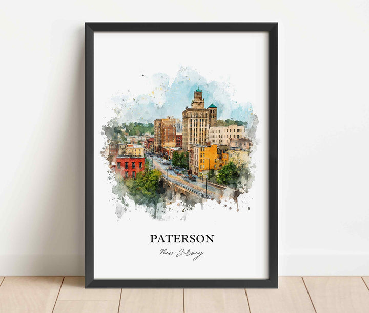 Paterson NJ Wall Art, Paterson Print, New Jersey Watercolor Art, North Jersey Gift, Travel Print, Travel Poster, Housewarming Gift