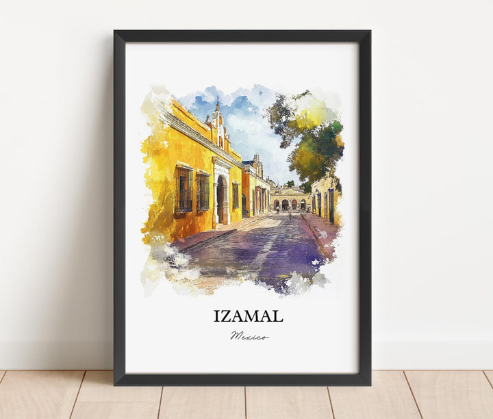 Izamal Mexico Wall Art, Yucatán Print, Mexico Watercolor Art, Izamal Mexico Gift, Travel Print, Travel Poster, Housewarming Gift