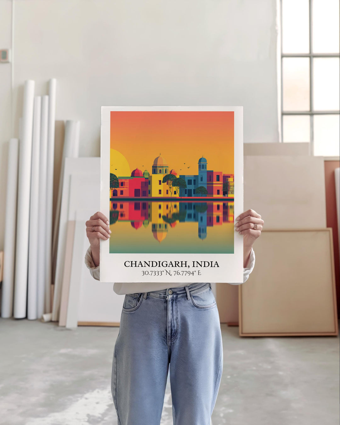 Chandigarh Art, Chandigarh Retro Travel Art, Chandigarh Home Decor, Chandigarh Gift, India Travel Art, Travel Prints, Housewarming Gift