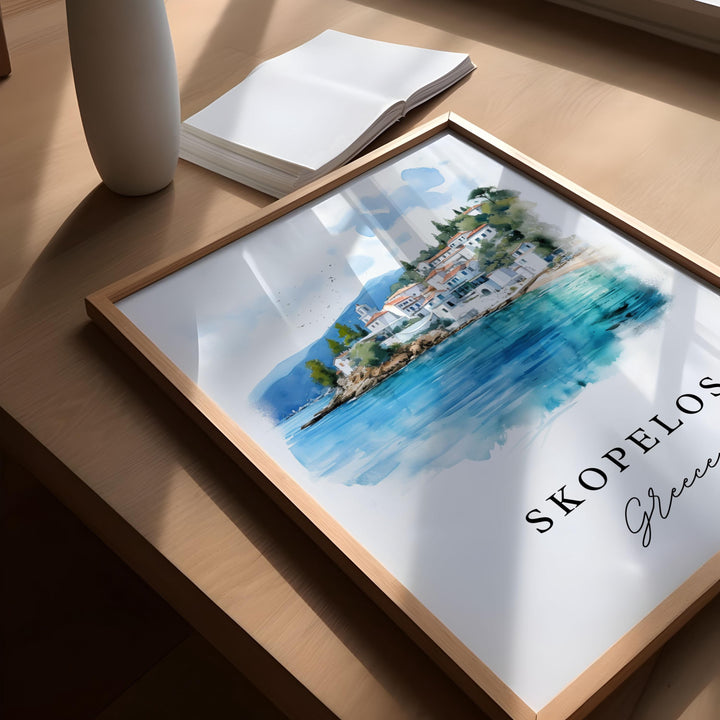 Skopelos Greece wall art - Greece, Skopelos poster print, Skopelos Wedding gift, Birthday present, Custom Text, Perfect Gift