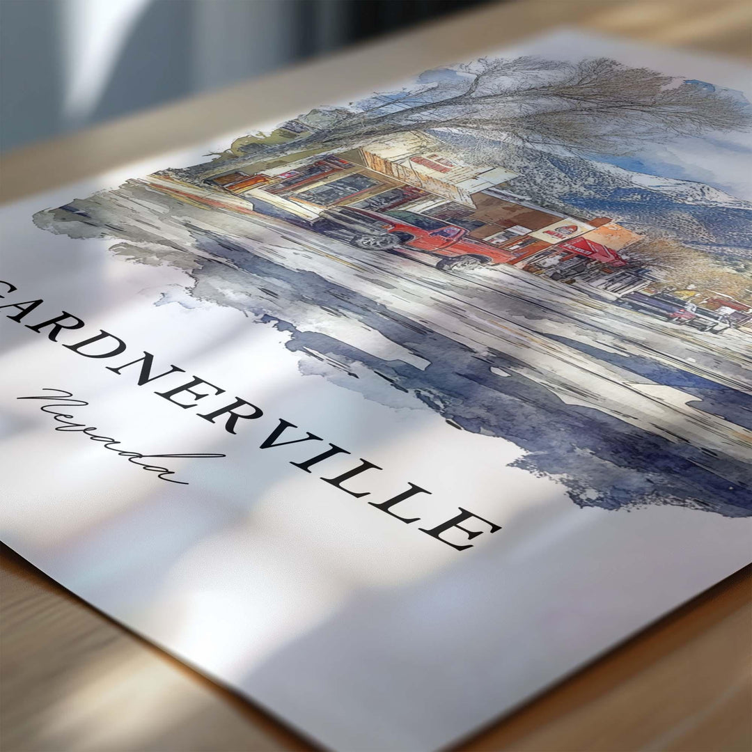 Gardnerville NV Wall Art, Gardnerville Print, Nevada Watercolor, Douglas County Nevada Gift, Travel Print, Travel Poster, Housewarming Gift