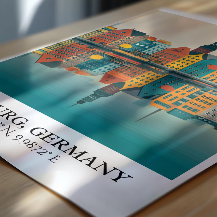 Hamburg Art, Hamburg Germany Retro Travel Art, Germany Home Decor, Germany Gift, Germany Travel Art, Travel Prints, Housewarming Gift