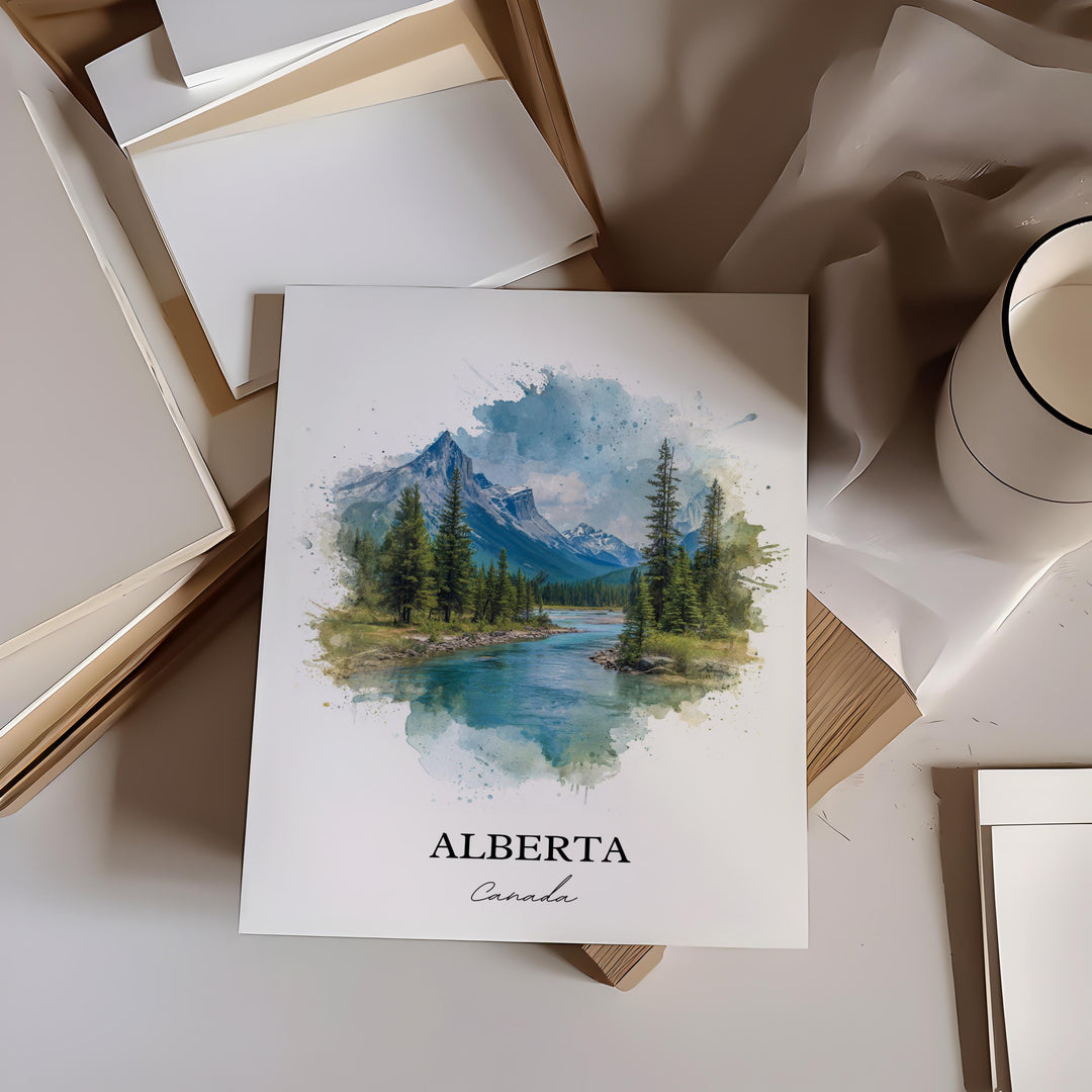 Alberta Canada Wall Art, Alberta Canada Print, Canada Watercolor Art, Alberta Gift, Alberta Travel Print, Travel Poster, Housewarming Gift