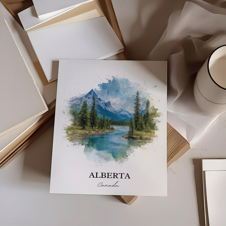 Alberta Canada Wall Art, Alberta Canada Print, Canada Watercolor Art, Alberta Gift, Alberta Travel Print, Travel Poster, Housewarming Gift