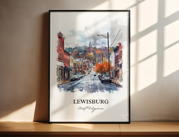 Lewisburg WV Wall Art, Lewisburg Print, West Virginia Watercolor, Lewisburg WV Gift, Travel Print, Travel Poster, Housewarming Gift