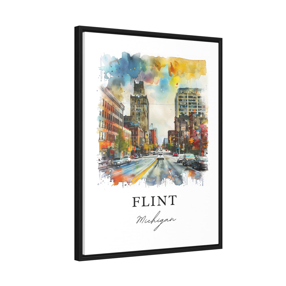 Flint Michigan Wall Art, Flint MI Print, Flint Watercolor Art, Genesee County MI Gift, Travel Poster, Housewarming Gift