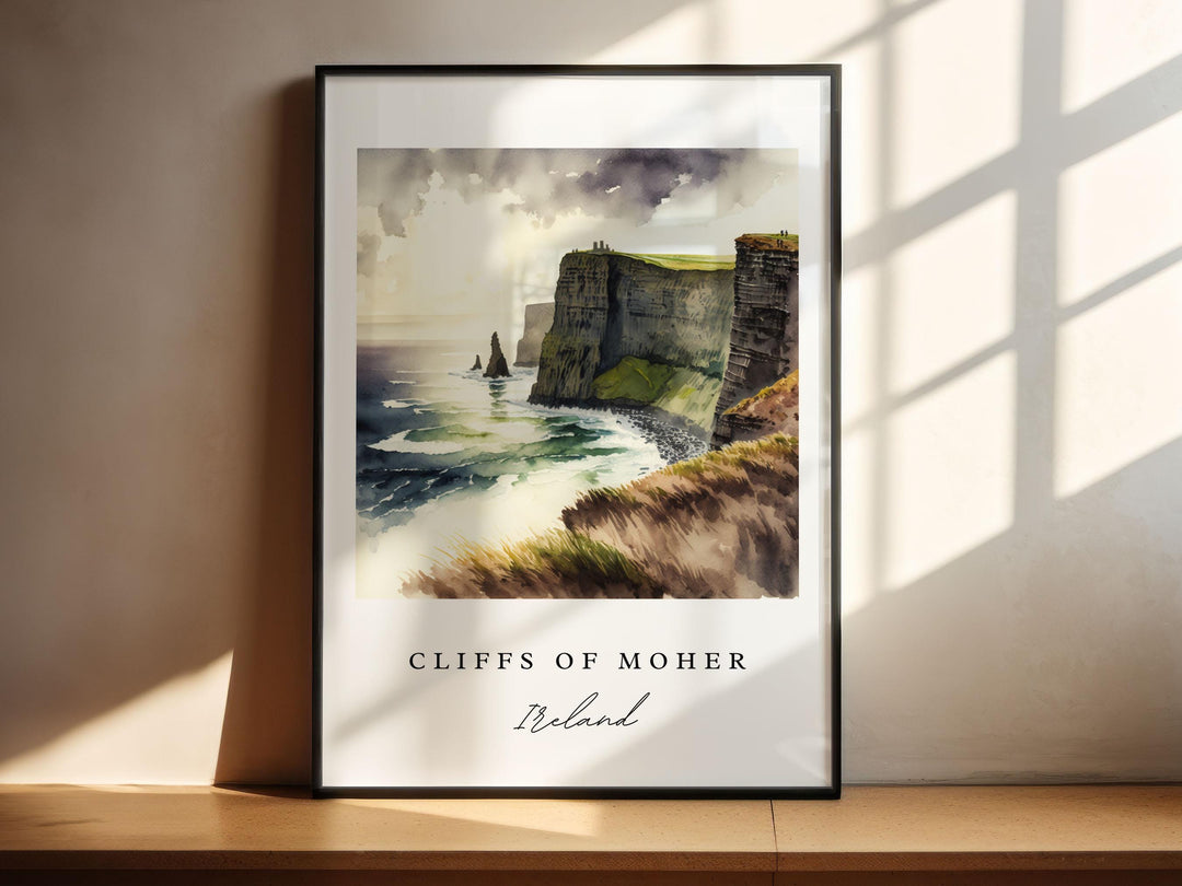 Cliffs of Moher Art, Moher Ireland Print, Cliffs of Moher Watercolor, Ireland Cliffs Gift,