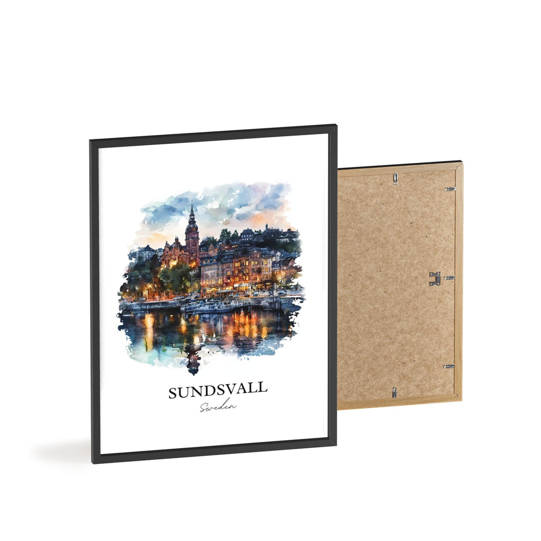 Sundsvall Travel Print Wall Art Sundsvall Wall Hanging Home Décor Sundsvall Gift Art Lovers Sweden Art Lover Gift Sundsvall Poster