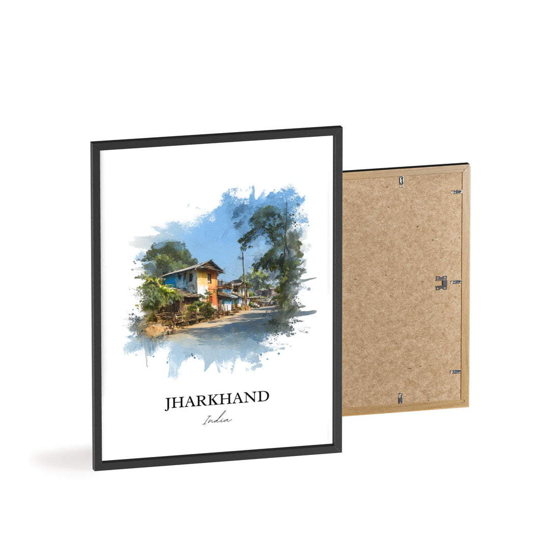 Jharkhand India Wall Art, Jharkhand Print, Jharkhand Watercolor Art, India Gift, India Travel Print, Travel Poster, Housewarming Gift