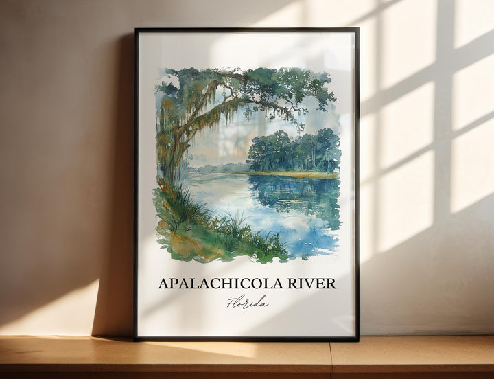 Apalachicola River Wall Art, Apalachicola Print, Florida Watercolor, Apalachicola River Gift, Travel Print, Travel Poster, Housewarming Gift